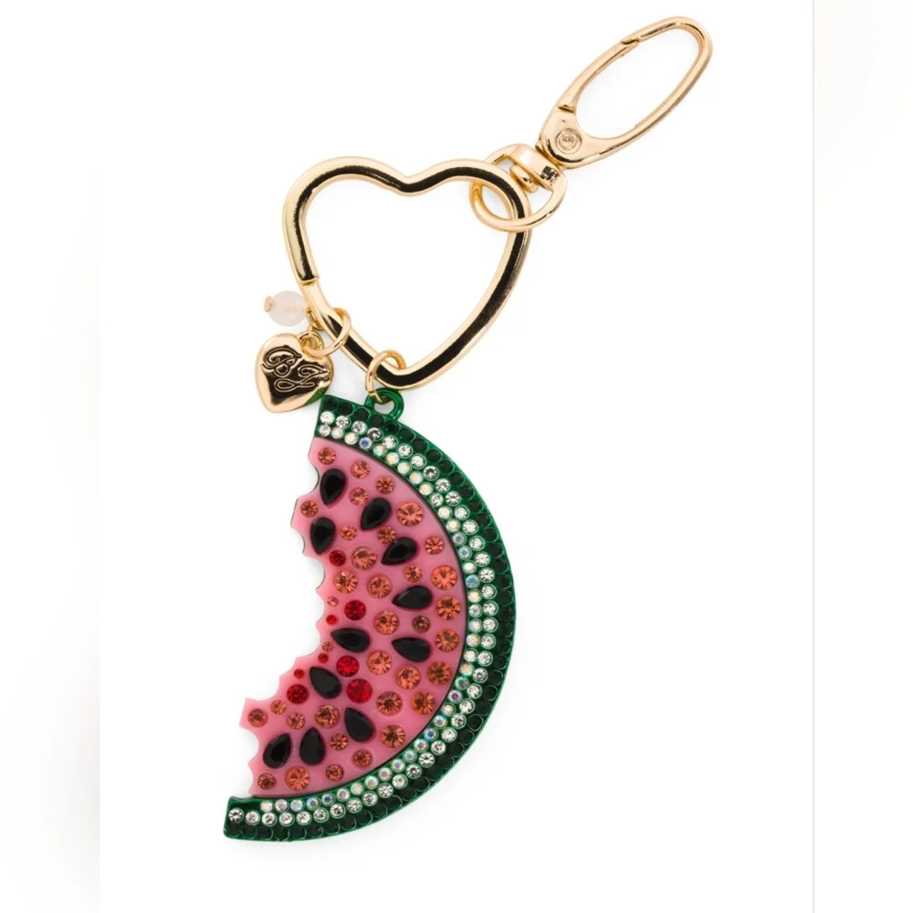 Betsey Johnson Watermelon Keychain/Bag Charm with Heart Clasp - Picture 2 of 4